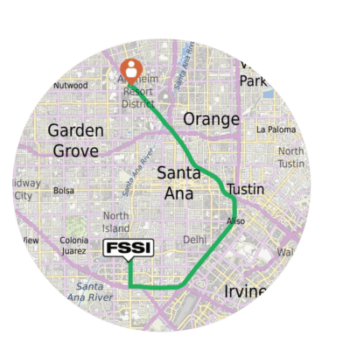 a map of the anaheim and santa ana area near fssi