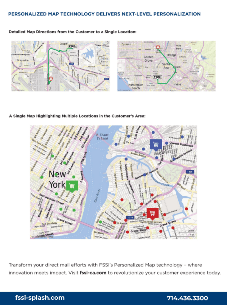 image of a map showing how it can be personalized for direct mail campaigns